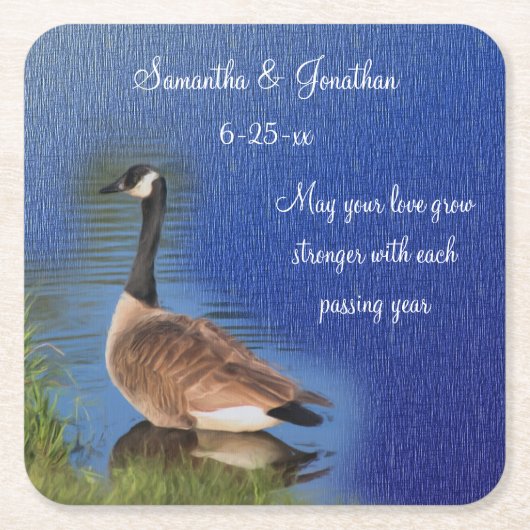 Canada Goose Nature Personalized Wedding  Kartonnen Onderzetters (Voorkant)