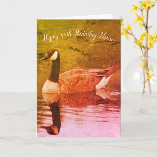 Canada Goose Natuur Art Personalized Birthday Kaart (Gele Bloem)