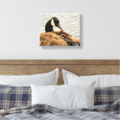 Canada Goose op het meer Canvas Afdruk (Insitu (Slaapkamer))