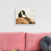 Canada Goose op het meer Canvas Afdruk (Insitu (Woonkamer))