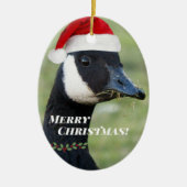 Canada Goose Wearing Santa Hat Holiday Keramisch Ornament (Voorkant)
