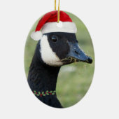 Canada Goose Wearing Santa Hat Holiday Keramisch Ornament (Achterkant)