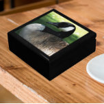 Canada Goose Wildlife Foto Cadeaudoosje<br><div class="desc">Voor dierliefhebbers en natuur! Winkelinkten,  sieraden en andere kleine keepenkoeken in deze houten cadeaudoos met keramische tegel met het afbeelding van een prachtige Canadese gans op de foto van wilde dieren. Selecteer de grootte en kleur van het cadeauvakje.</div>