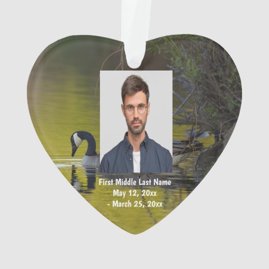 Canada Goose Wildlife Lake Dated Photo Custom Ornament (achterkant)