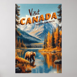 Canada Grizzly Bear Travel Poster