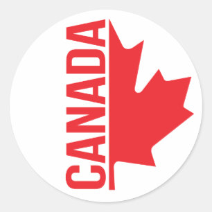 Canada half esdoornblad rode witte stickers