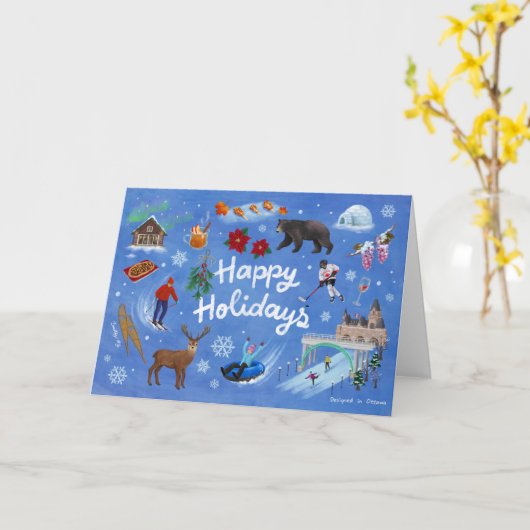 Canada Happy Holidays Kaart (Gele Bloem)