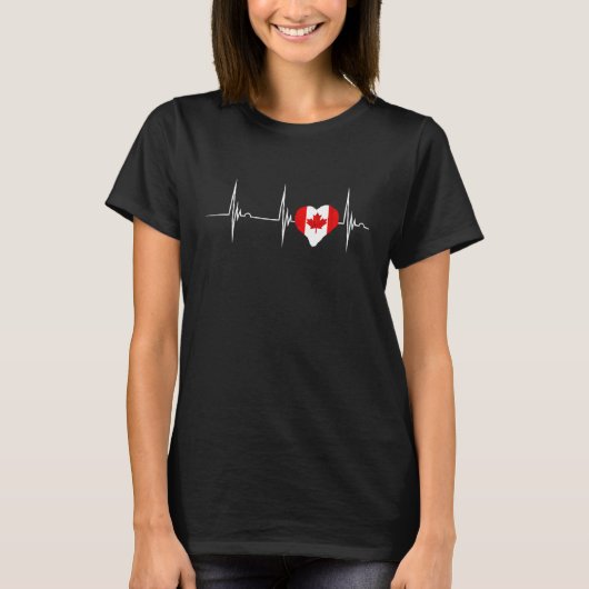 Canada Heartbeat EKG Pulse Heart Maple Leaf Canadi T-shirt (Voorkant)