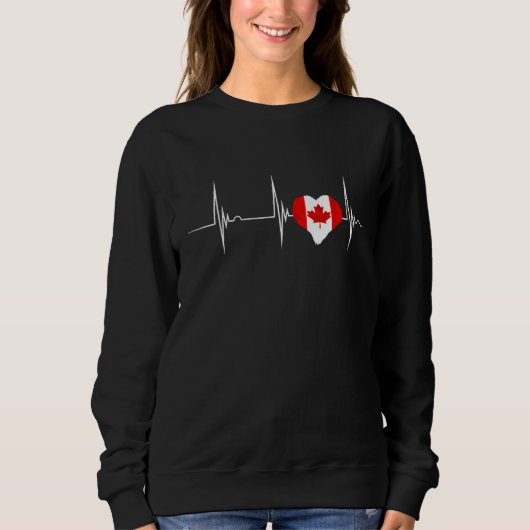 Canada Heartbeat EKG Pulse Heart Maple Leaf Canadi Trui (Voorkant)
