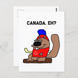 Canada Hockey Beaver Funny Canuck Cartoon Briefkaart
