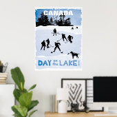 Canada Hockey Day op het meer van Pond Hockey Poster (Thuiskantoor)