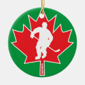 Canada Hockey Maple Leaf Canadese Player Kerstmis Keramisch Ornament (Voorkant)