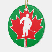 Canada Hockey Maple Leaf Canadese Player Kerstmis Keramisch Ornament (Links)