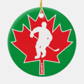 Canada Hockey Maple Leaf Canadese Player Kerstmis Keramisch Ornament (Achterkant)