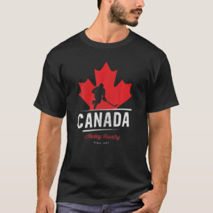 Canada Hockey Maple Leaf Ice Hockey Player  T-shirt