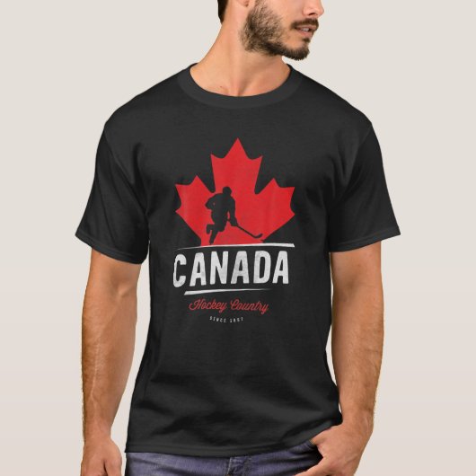 Canada Hockey Maple Leaf Ice Hockey Player  T-shirt (Voorkant)