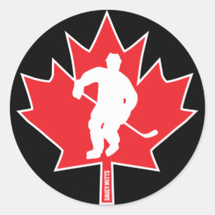 Canada Hockey Maple Leaf Player Black Ronde Sticker