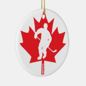 Canada Hockey Maple Leaf Player Kerstmis Keramisch Ornament (Rechts)