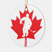 Canada Hockey Maple Leaf Player Kerstmis Keramisch Ornament (Links)