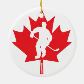 Canada Hockey Maple Leaf Player Kerstmis Keramisch Ornament (Achterkant)