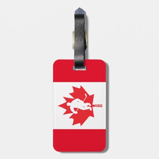 Canada Hockey Maple Leaf Player rode witte tas Bagagelabel (Achterkant verticaal)