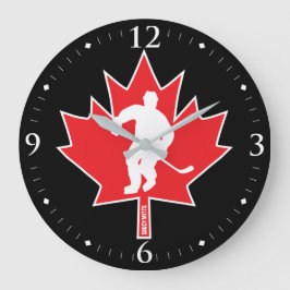 Canada Hockey Maple Leaf Player rood op zwart Grote Klok