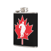 Canada Hockey Maple Leaf Player rood op zwart Heupfles (Links)