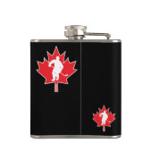 Canada Hockey Maple Leaf Player rood op zwart Heupfles (Achterkant)