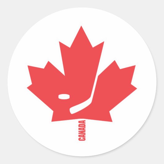 Canada Hockey Maple Leaf Ronde Sticker (Voorkant)