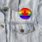 canada : homo trotse regenboogvlag ronde button 5,7 cm (In situ)