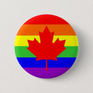 canada : homo trotse regenboogvlag ronde button 5,7 cm