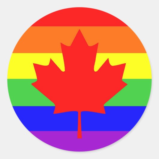 canada : homo trotse regenboogvlag ronde sticker (Voorkant)