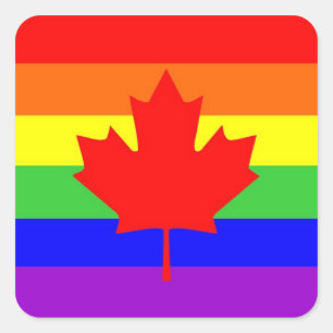 canada : homo trotse regenboogvlag vierkante sticker