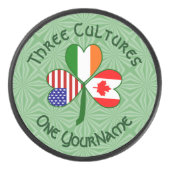 Canada Ierland USA Shamrock Vlag gepersonaliseerd Hockey Puck (Voorkant)