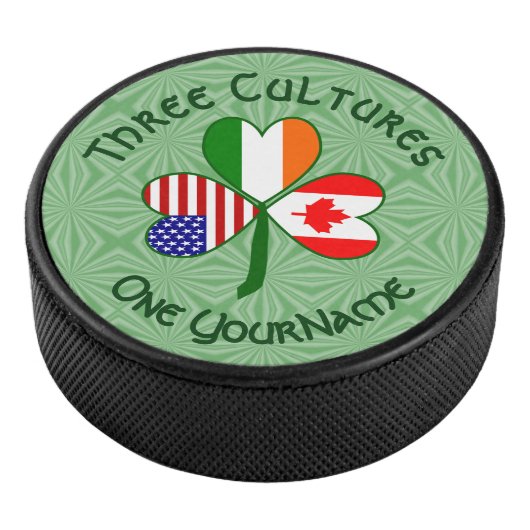 Canada Ierland USA Shamrock Vlag gepersonaliseerd Hockey Puck (3/4)