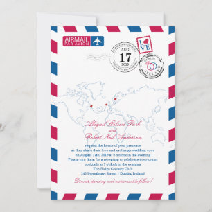 Canada Ierland Zweden Airmail Heart Wedding Kaart