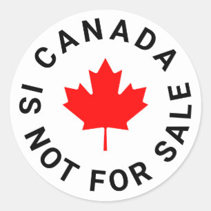 Canada is niet te koop tekst rode esdoorn blad op  ronde sticker
