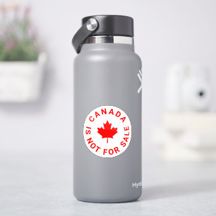Canada is niet te koop tekst rode esdoorn blad ron sticker