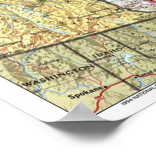 "Canada: kaart 1/2 van de provincies Prairie van 1 Poster (Hoek)