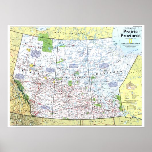 "Canada: kaart 1/2 van de provincies Prairie van 1 Poster (Voorkant)