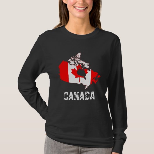 Canada Kaart en Vlag T-shirt (Voorkant)