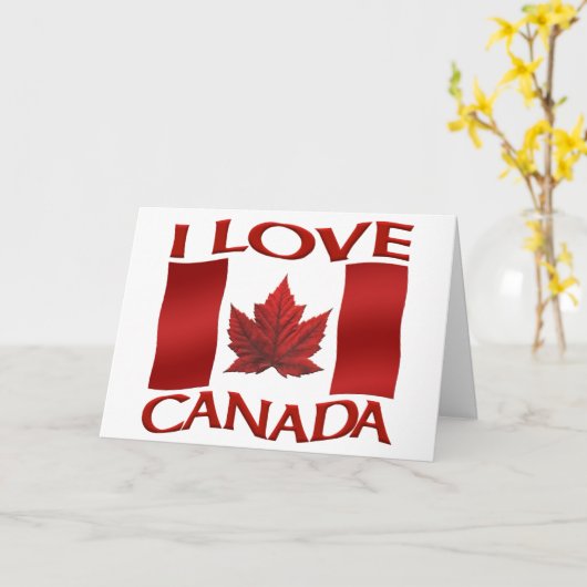 Canada Kaarten Canada Vlag Wenskaarten Aangepast (Gele Bloem)