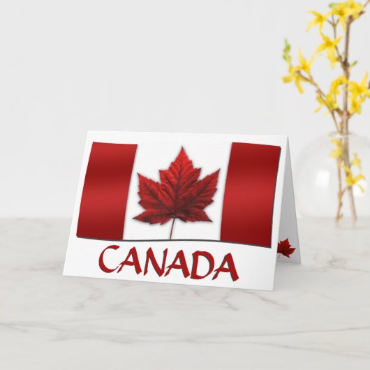 Canada Kaarten Canada Vlag Wenskaarten Aangepast (Gele Bloem)
