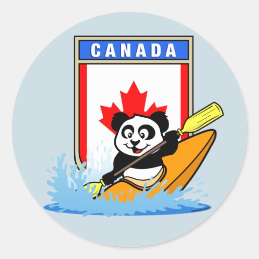 Canada Kayaking Panda Ronde Sticker (Voorkant)