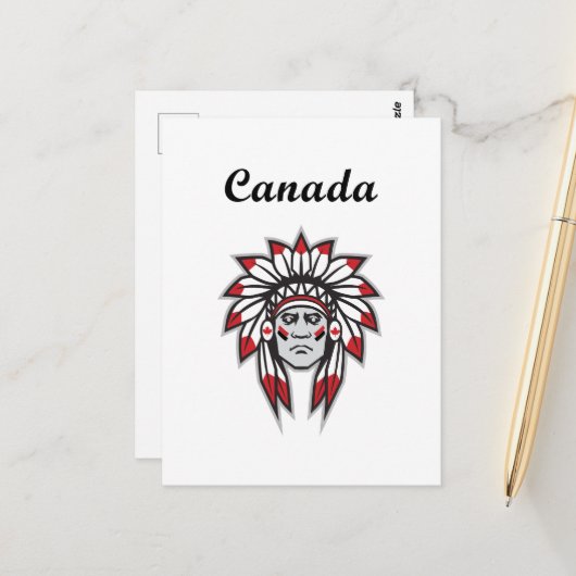 Canada Kleurrijke Indiaanse indiaanse chef Briefkaart (Voorkant / Achterkant in situ)
