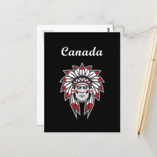 Canada Kleurrijke Native American Indian Chief Dar Briefkaart