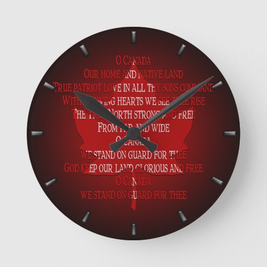 Canada Klock Canadian Anthem Souvenir Clock Ronde Klok (Voorkant)