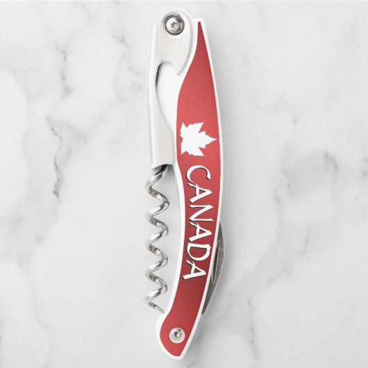 Canada Kurkentrekker Custom Silver Bottle Open (Voorkant)