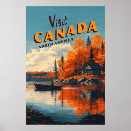 Canada Lake Visposter voor Wandelen en Vissen Poster