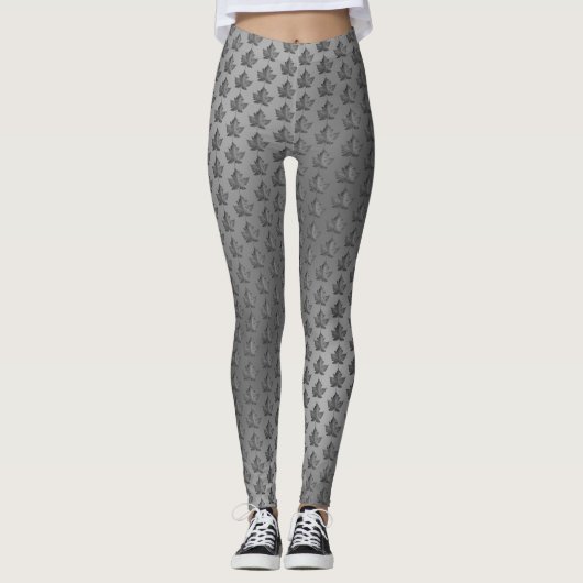 Canada Leggings Silver Canada Maple Leaf Leggings (Voorkant)